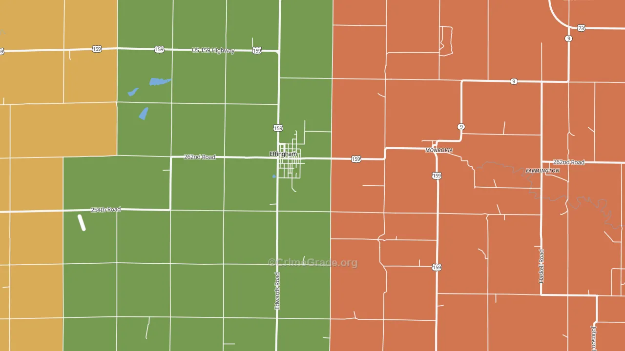 Effingham, KS Map of Robbery Rates