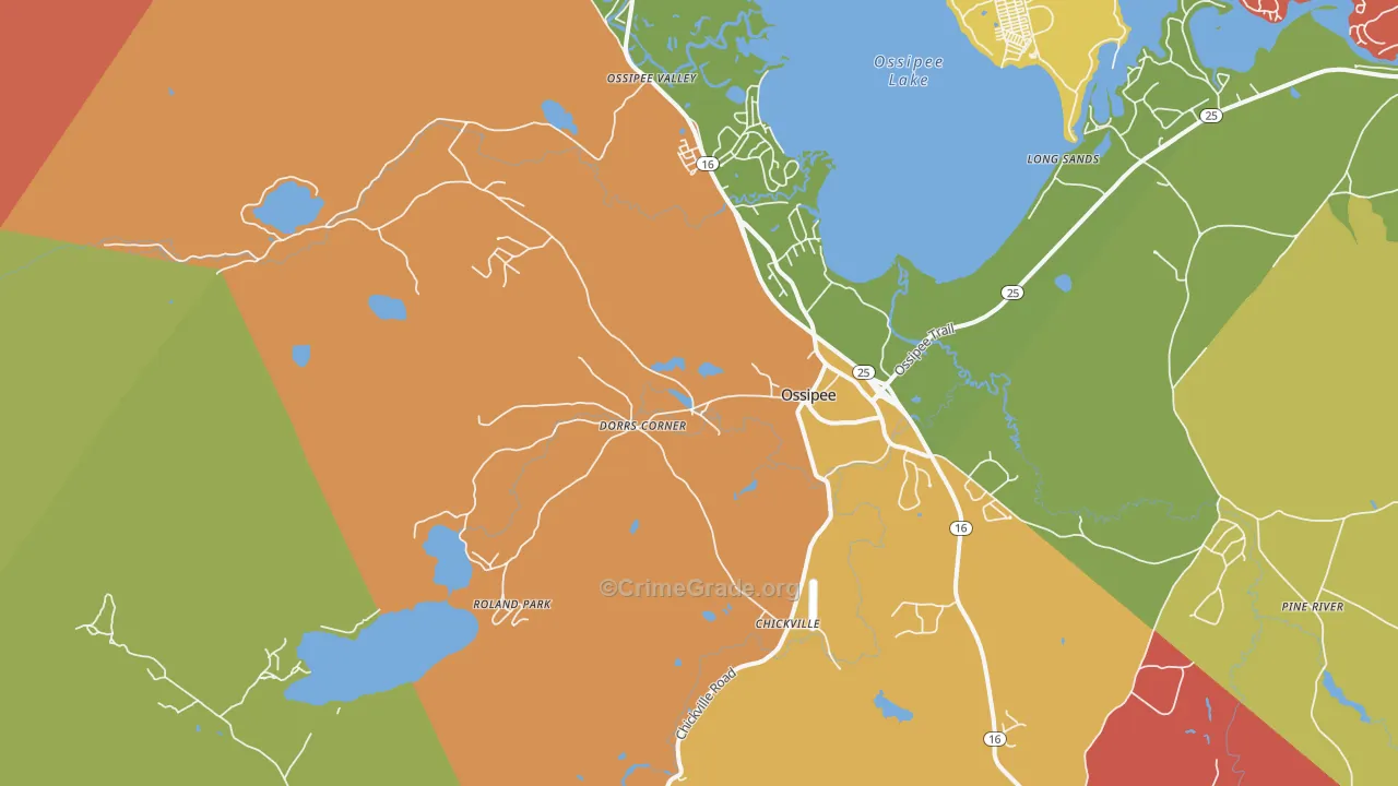Effingham, NH Map of Robbery Rates