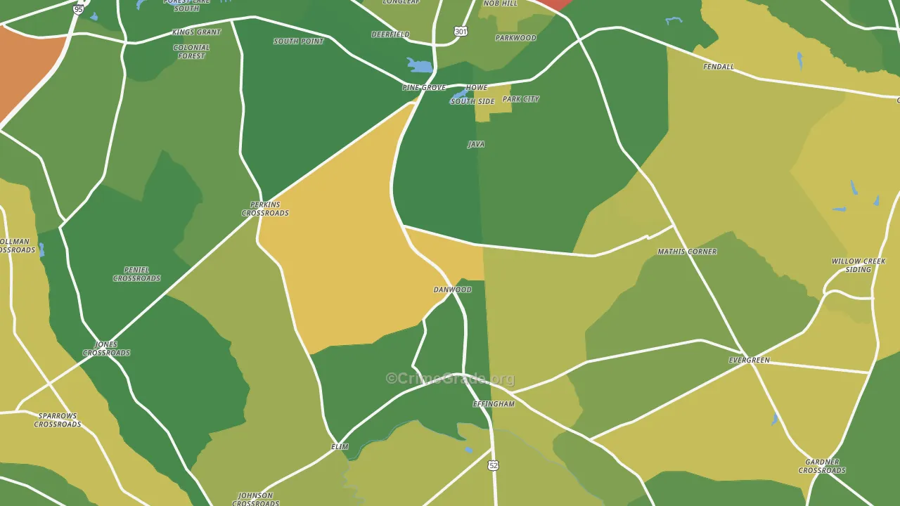 Effingham, SC Map of Robbery Rates