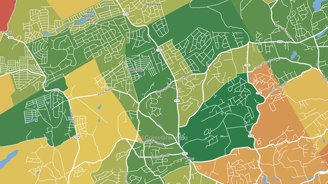 Effort, PA Map of Robbery Rates