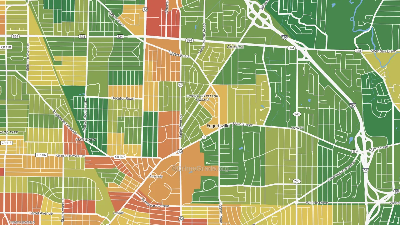 Eggertsville, NY Map of Robbery Rates