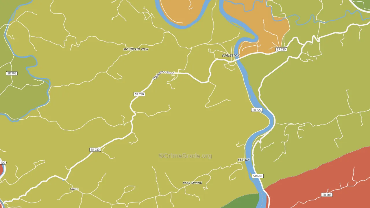 Eggleston, VA Map of Robbery Rates