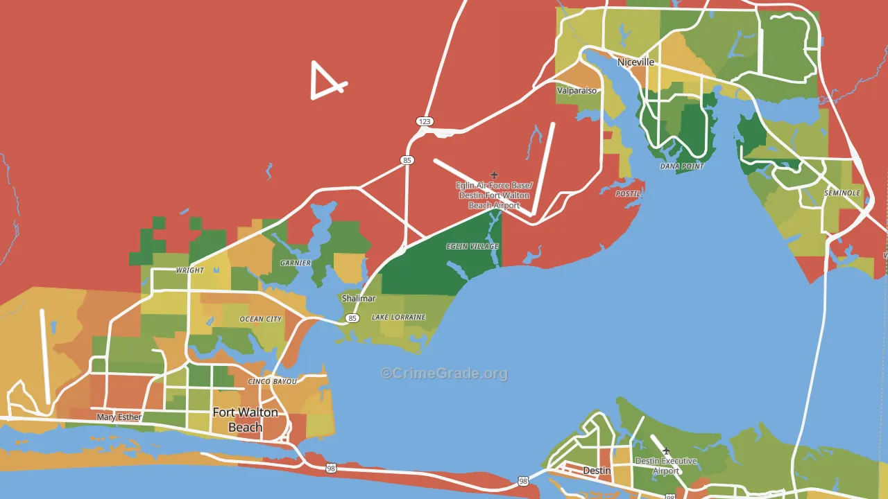 Eglin Afb, FL Map of Robbery Rates