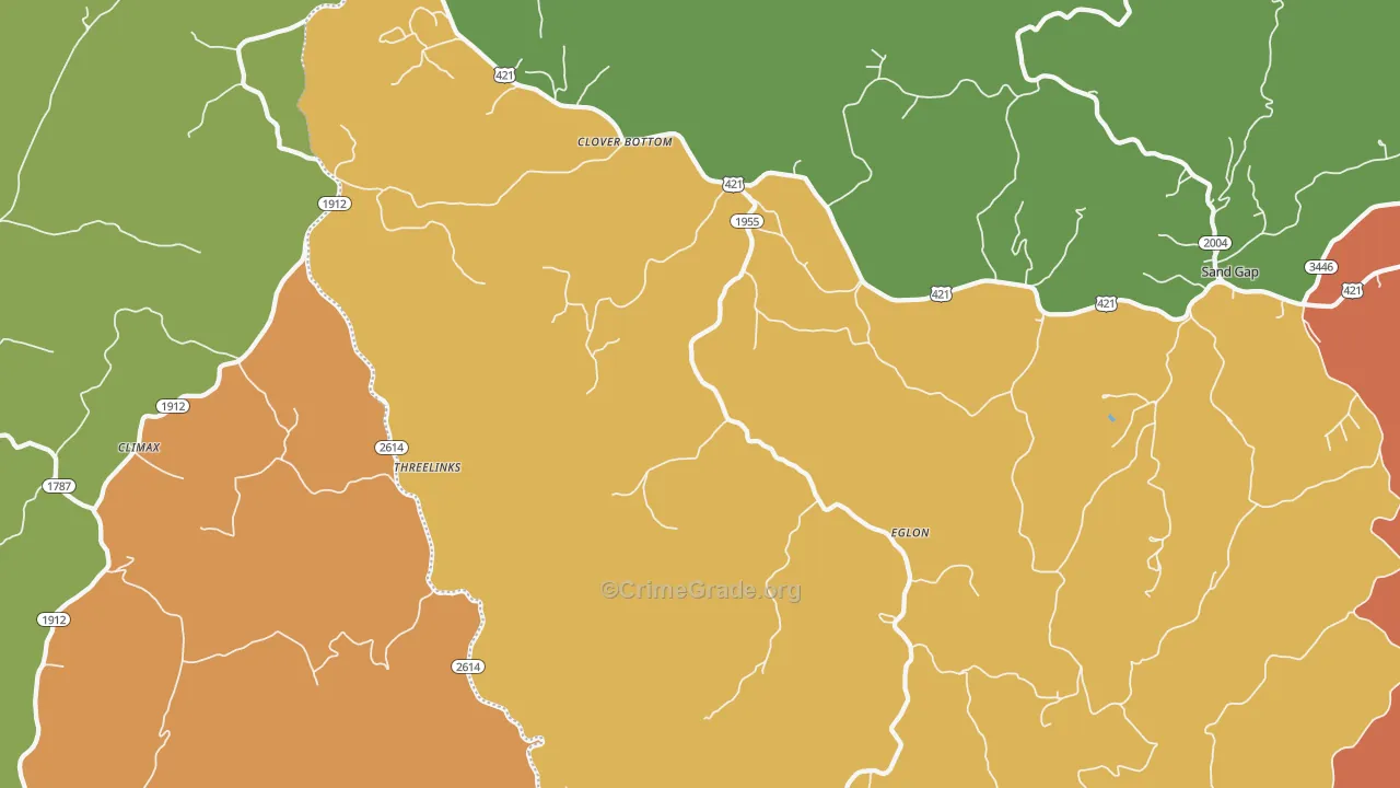 Eglon, KY Map of Robbery Rates
