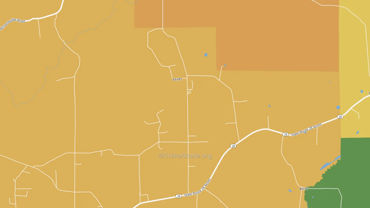 Egypt, PA Map of Robbery Rates