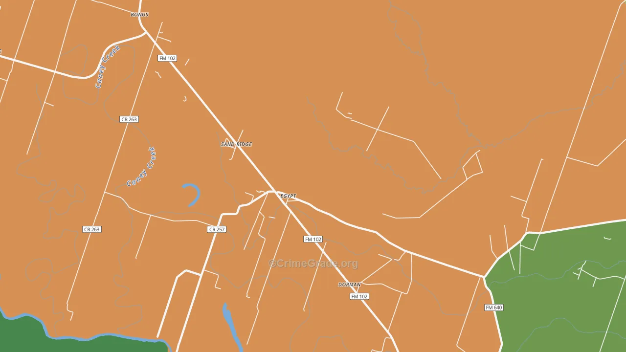 Egypt, TX Map of Robbery Rates