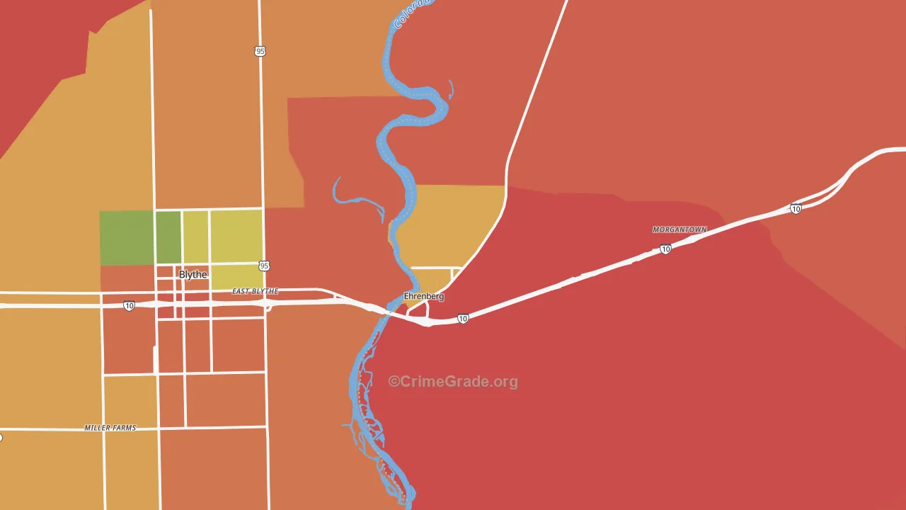 Ehrenberg, AZ Map of Robbery Rates