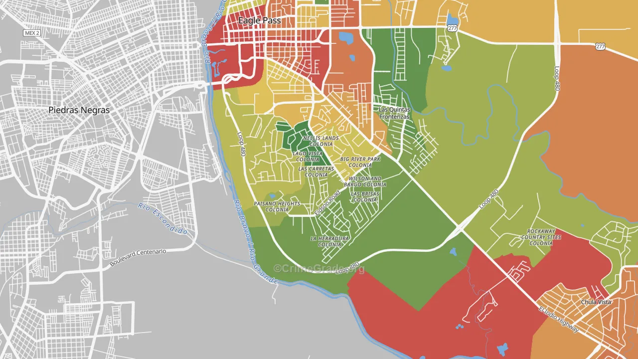 Eidson Road, TX Map of Robbery Rates