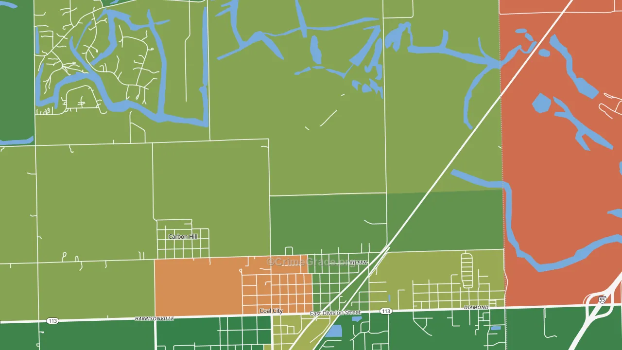 Eileen, IL Map of Robbery Rates
