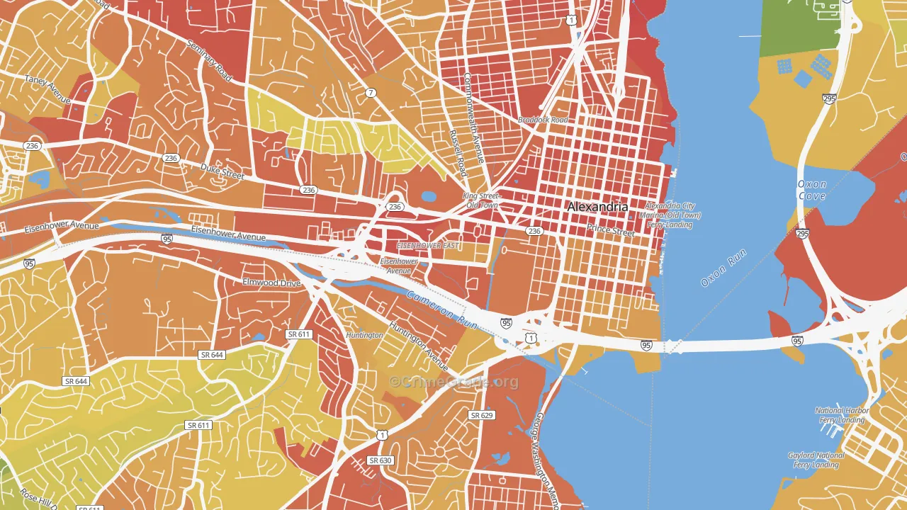 Eisenhower East, Alexandria, VA Map of Robbery Rates