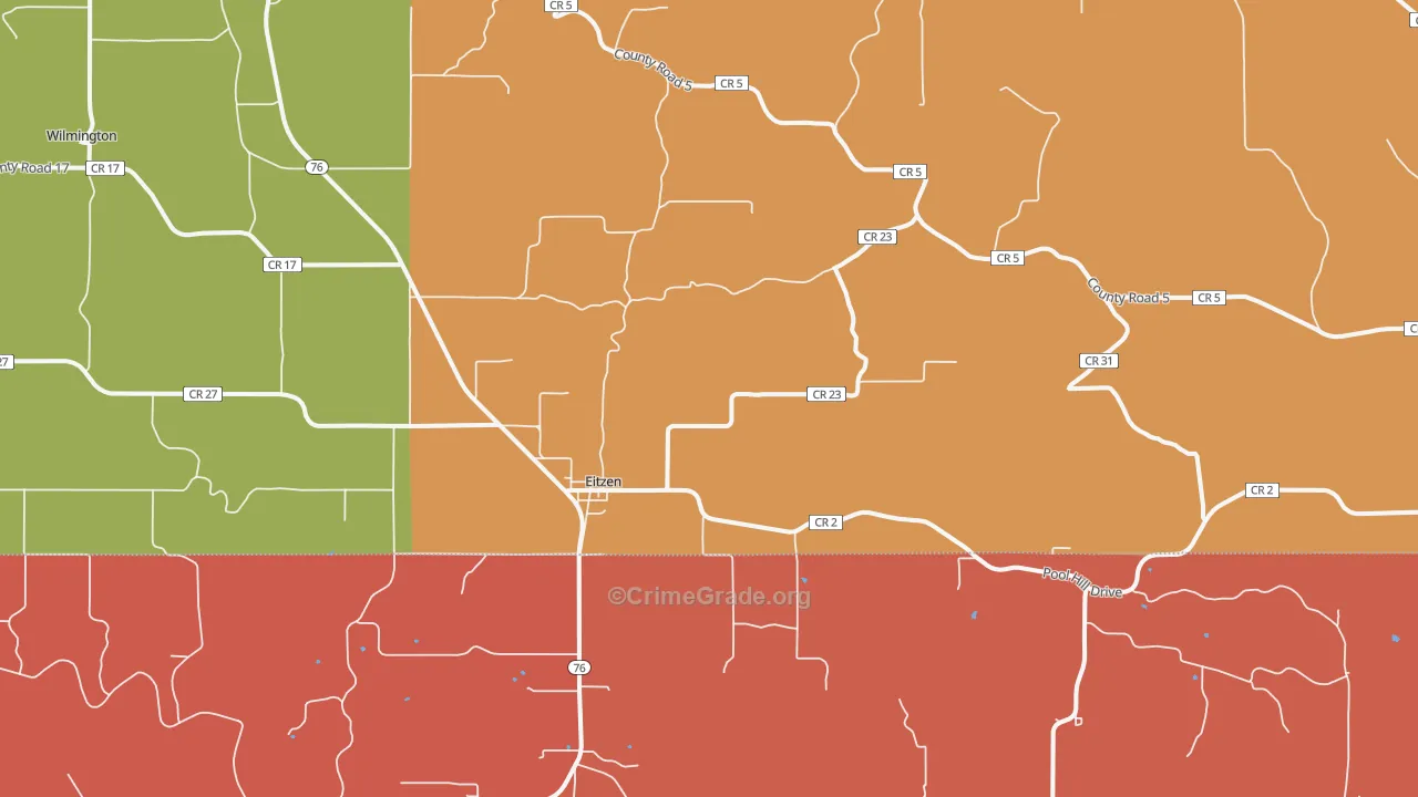 Eitzen, MN Map of Robbery Rates