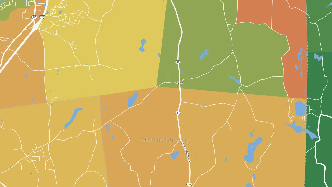 Ekonk, CT Map of Robbery Rates