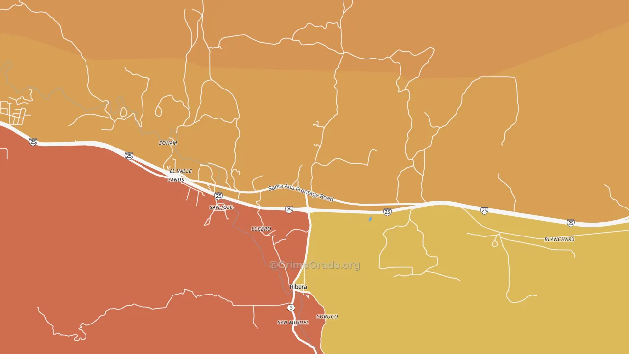 El Ancon, NM Map of Robbery Rates