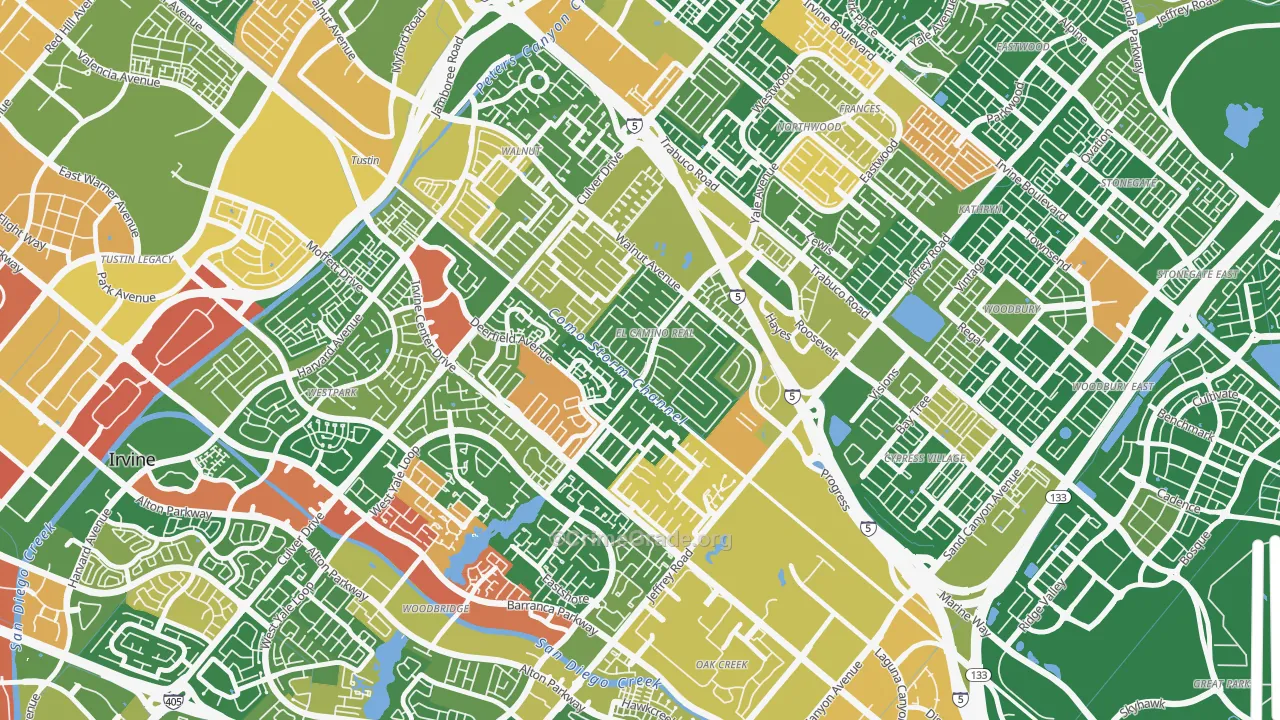 El Camino Real, Irvine, CA Map of Robbery Rates