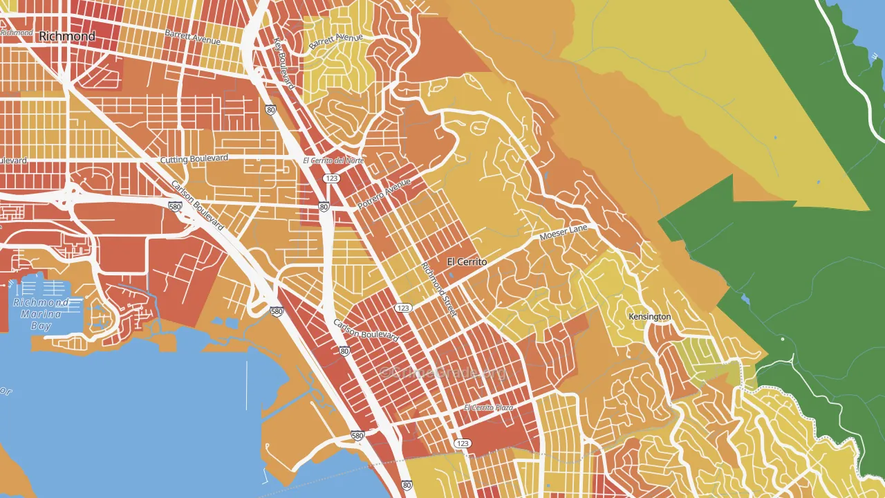 El Cerrito, CA Map of Robbery Rates