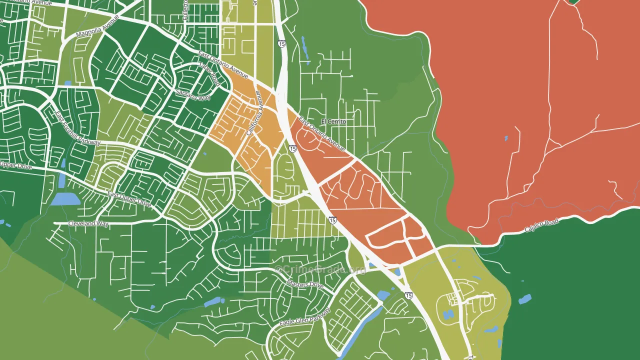 El Cerrito, Corona, CA Map of Robbery Rates