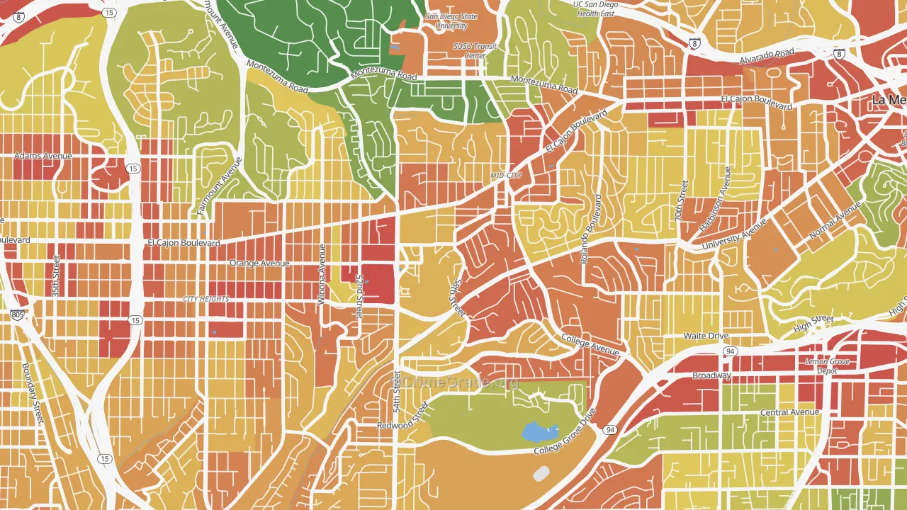 El Cerritos, San Diego, CA Map of Robbery Rates