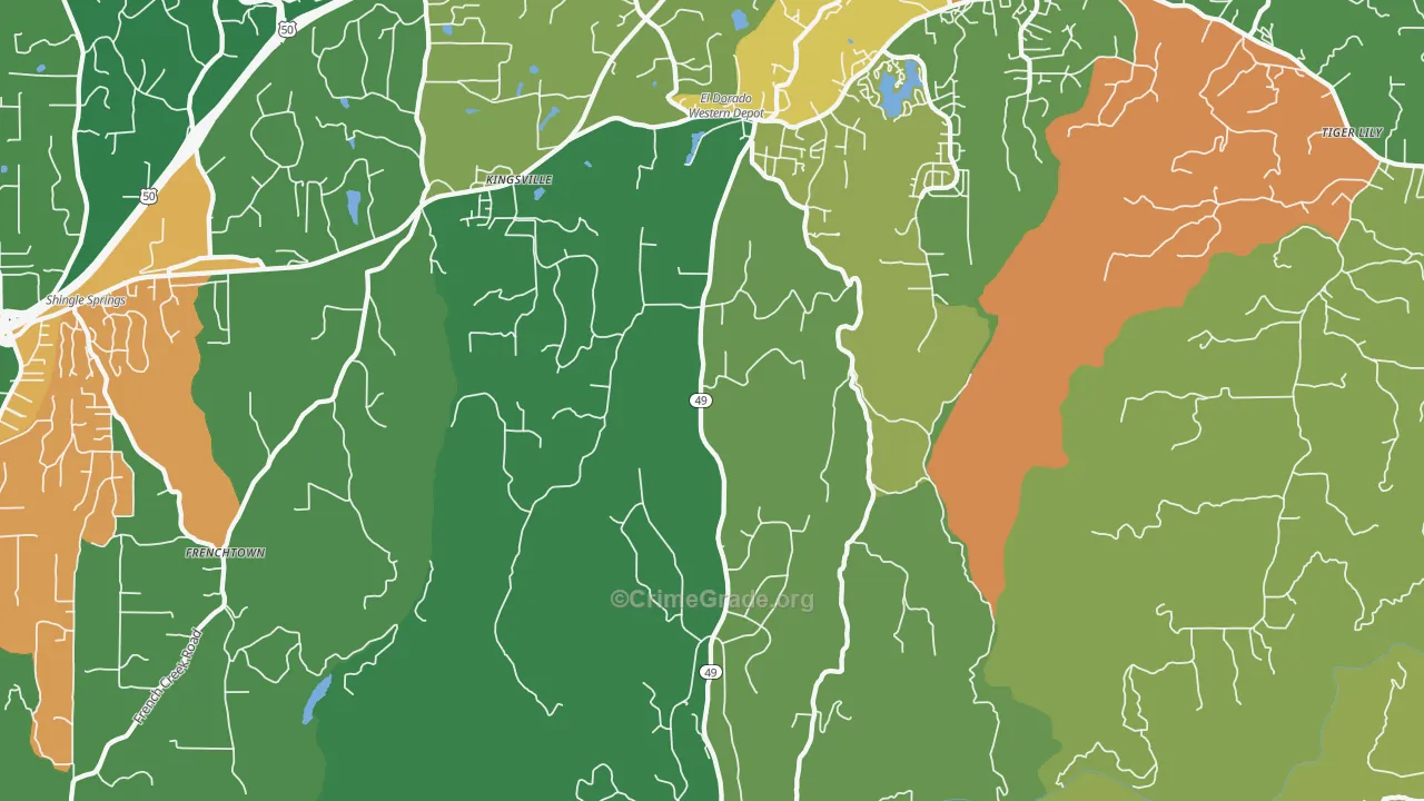 El Dorado, CA Map of Robbery Rates