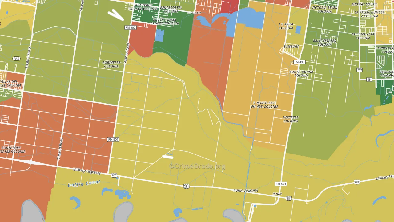 El Gato, TX Map of Robbery Rates