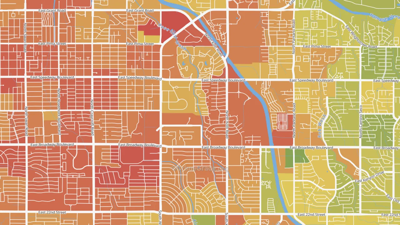 El Gheko, Tucson, AZ Map of Robbery Rates