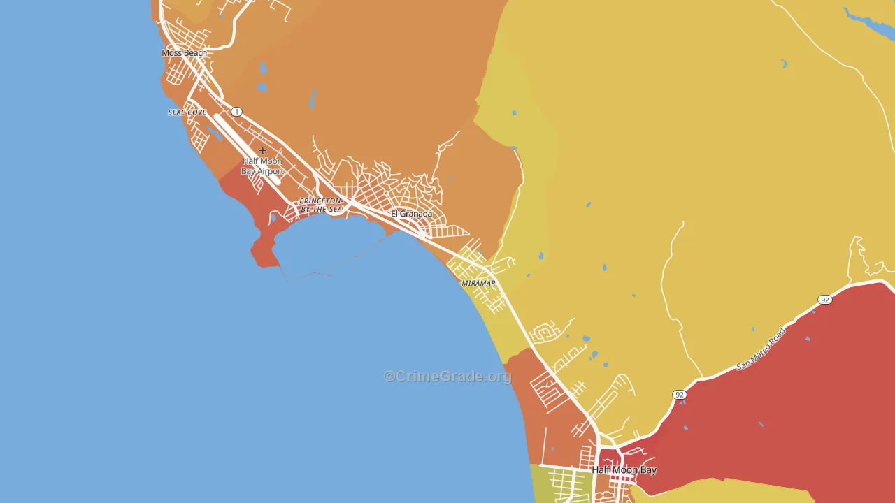 El Granada, CA Map of Robbery Rates