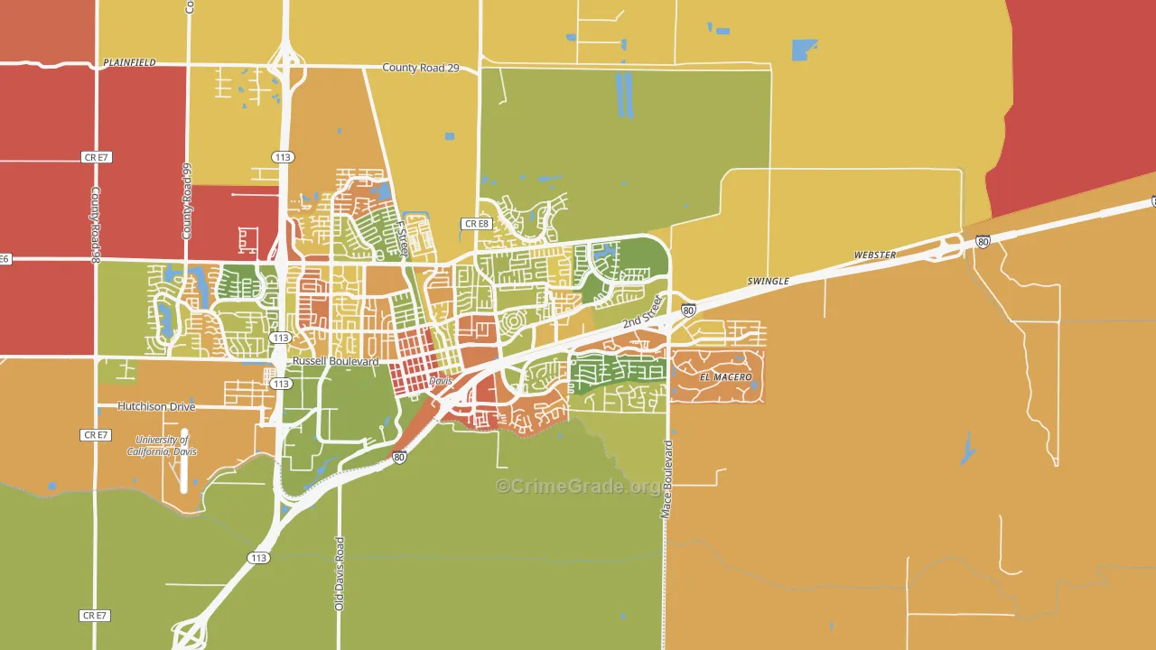 El Macero, CA Map of Robbery Rates