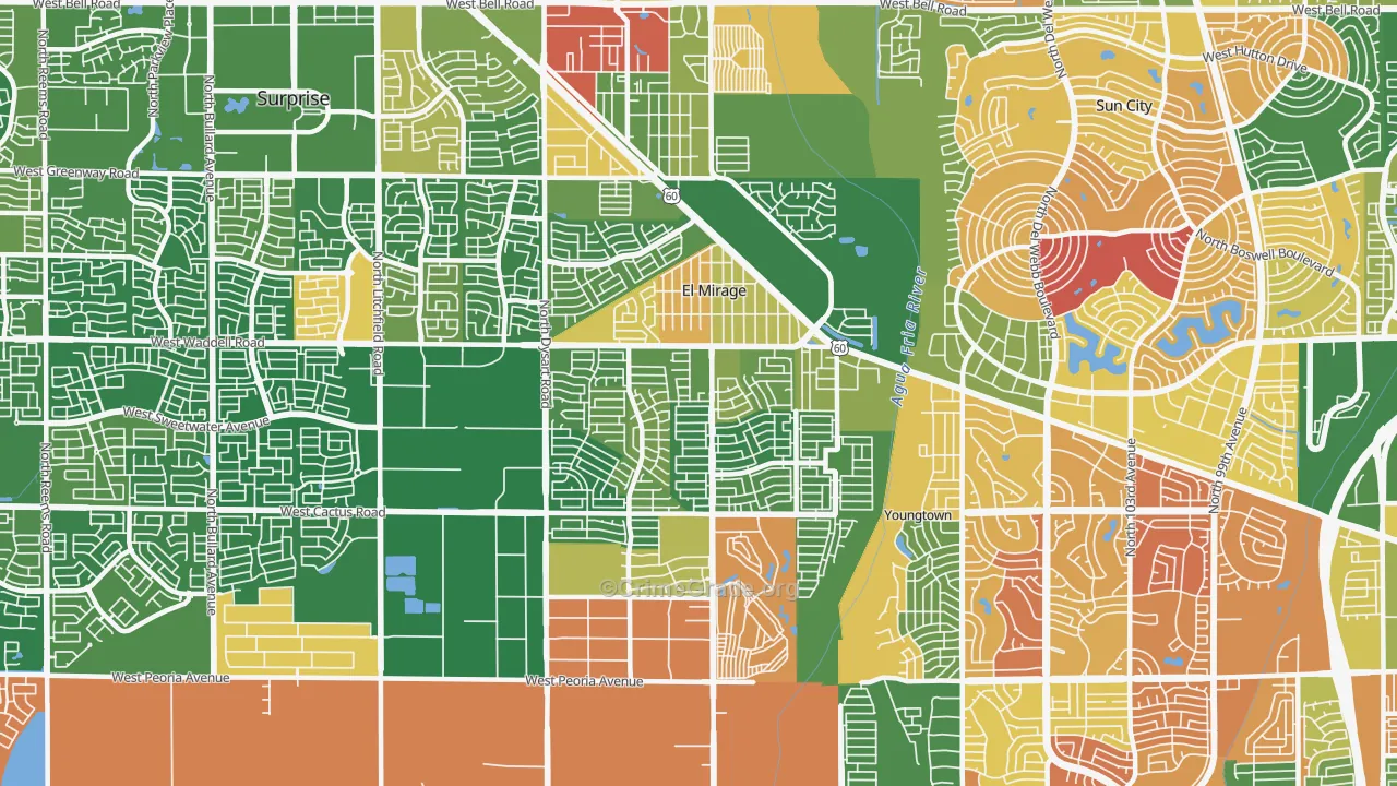 El Mirage, AZ Map of Robbery Rates