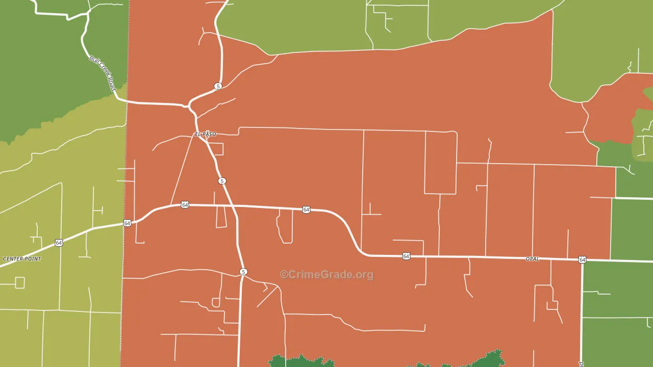 El Paso, AR Map of Robbery Rates