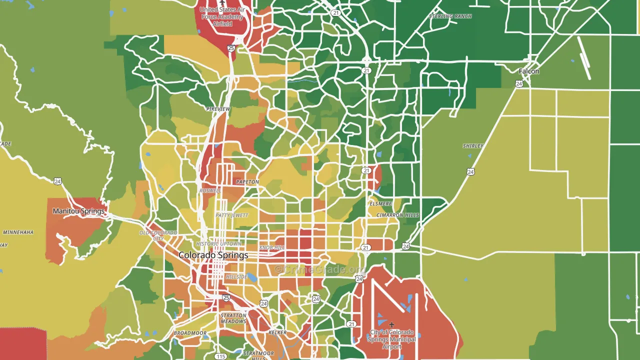El Paso County, CO Map of Robbery Rates