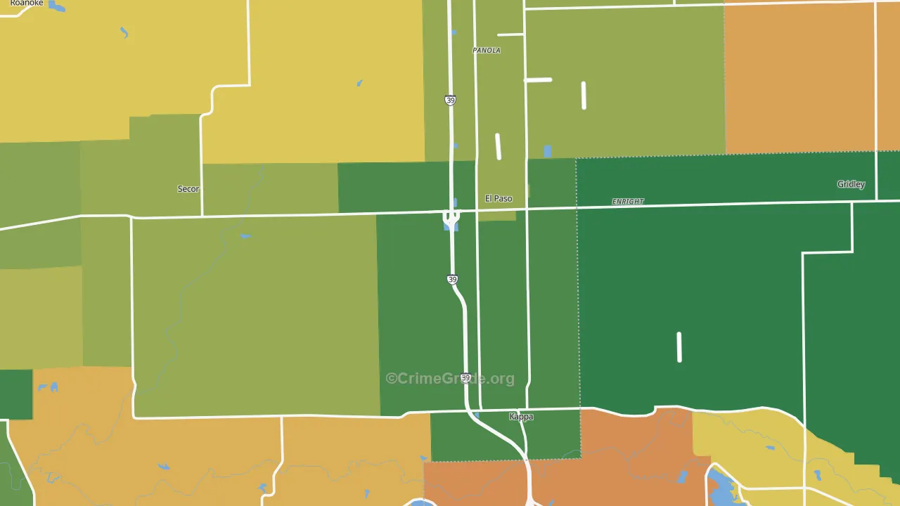 El Paso, IL Map of Robbery Rates