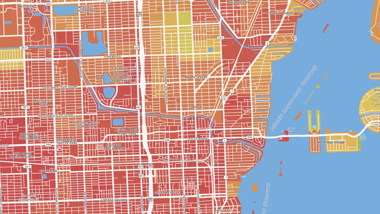 El Portal, FL Map of Robbery Rates