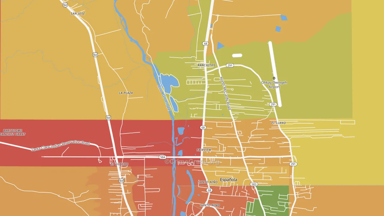 El Rancho, NM Map of Robbery Rates