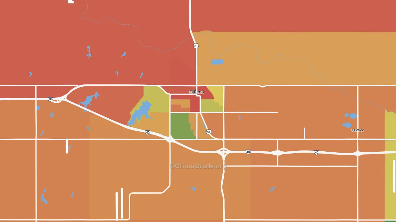 El Reno, OK Map of Robbery Rates