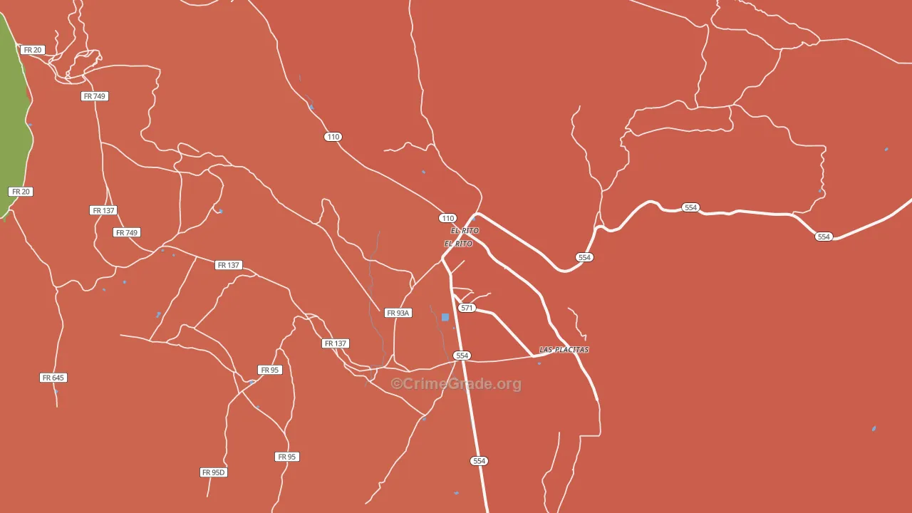 El Rito, NM Map of Robbery Rates