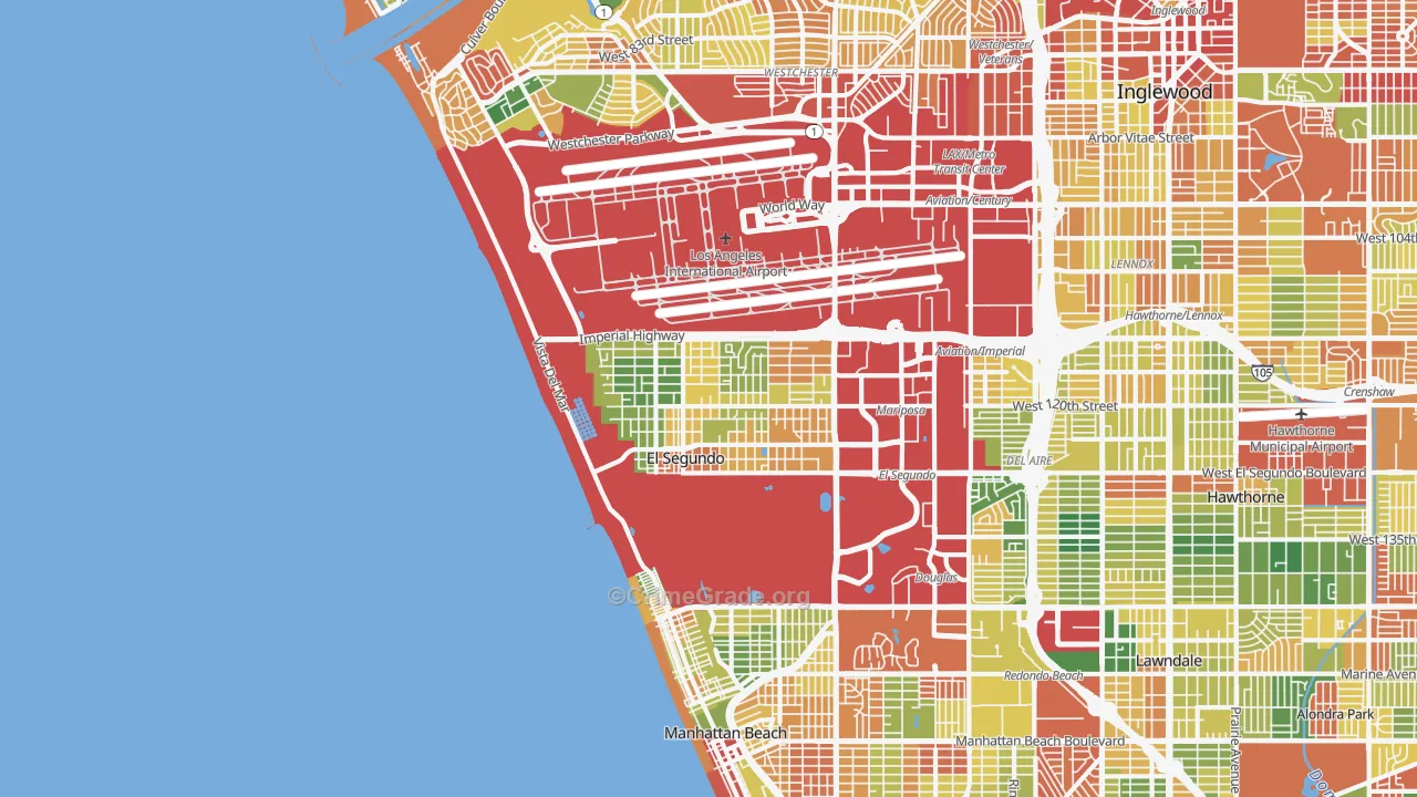 El Segundo, CA Map of Robbery Rates