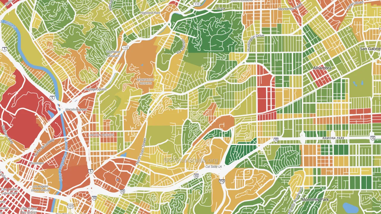 El Sereno, Los Angeles, CA Map of Robbery Rates
