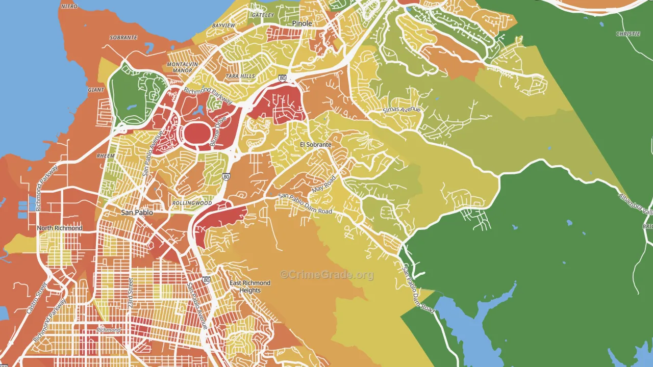El Sobrante, CA Map of Robbery Rates