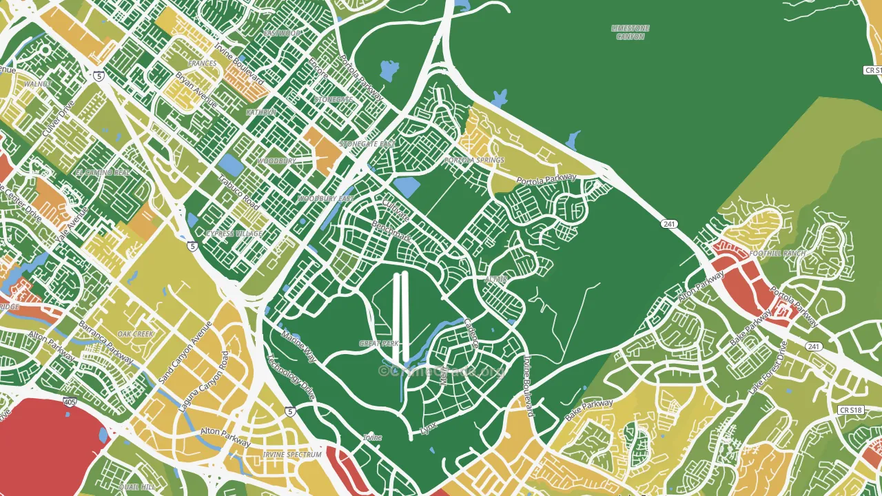 El Toro Marine Air Station, Irvine, CA Map of Robbery Rates
