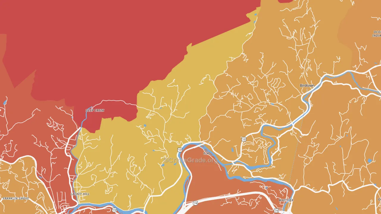 Ela, NC Map of Robbery Rates