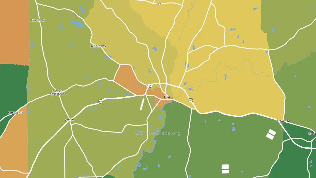 Elba, AL Map of Robbery Rates