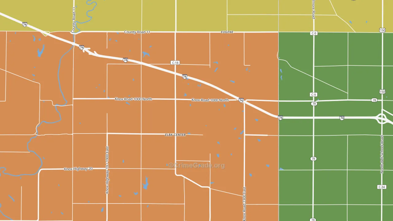 Elba Center, IL Map of Robbery Rates