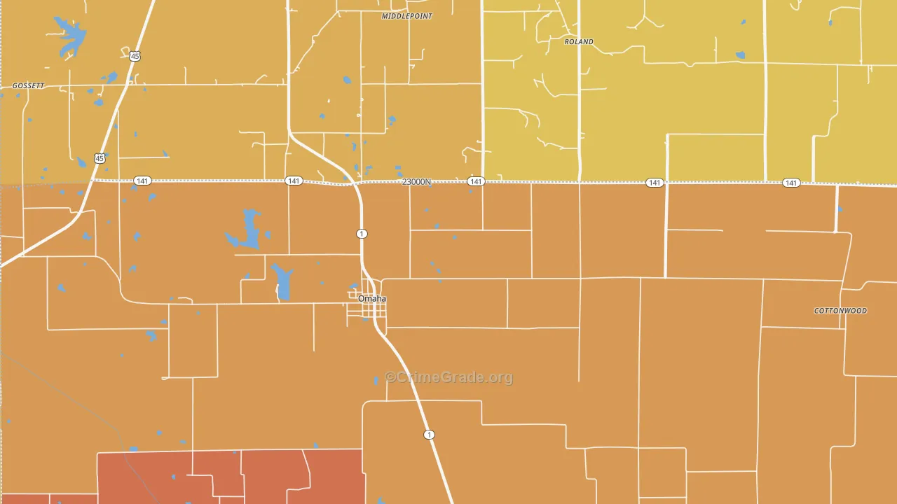 Elba, IL Map of Robbery Rates