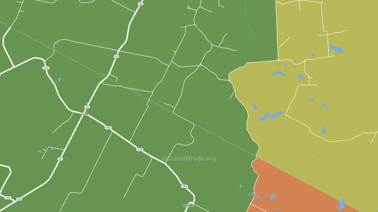 Elba, KY Map of Robbery Rates