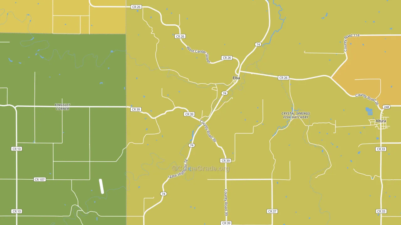Elba, MN Map of Robbery Rates