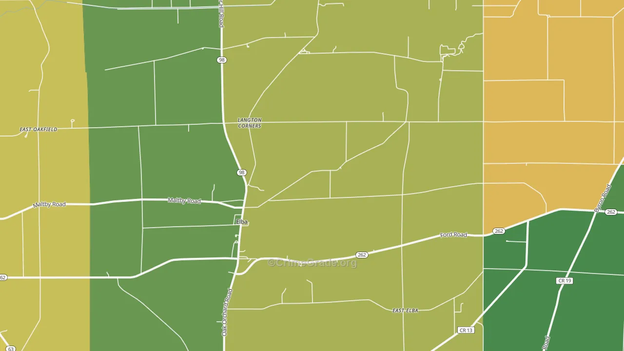 Elba, NY Map of Robbery Rates