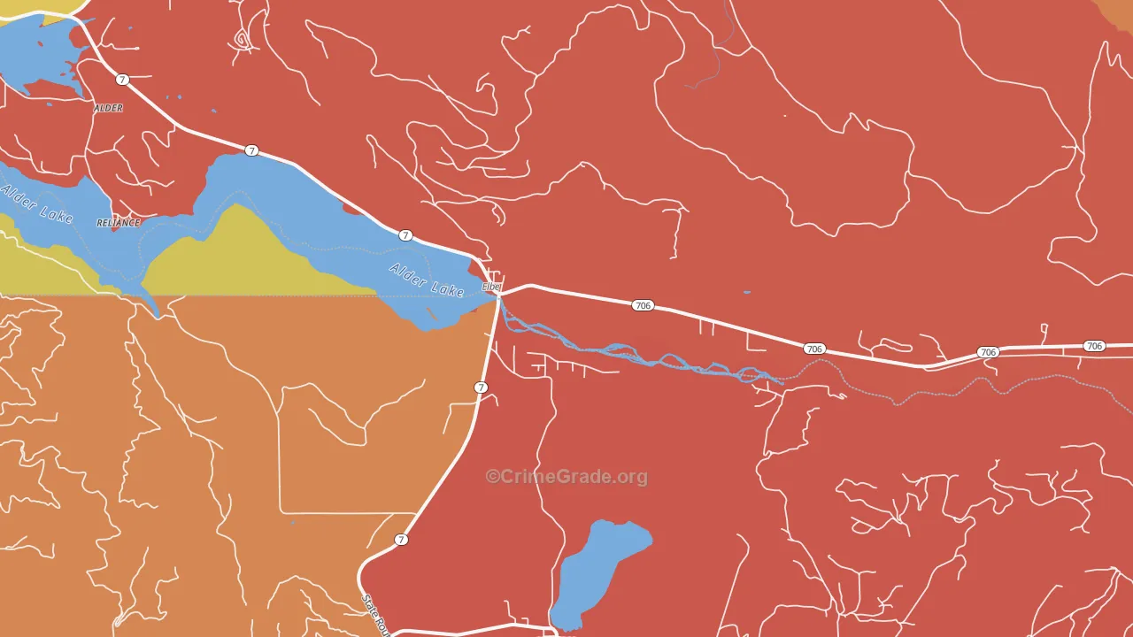 Elbe, WA Map of Robbery Rates