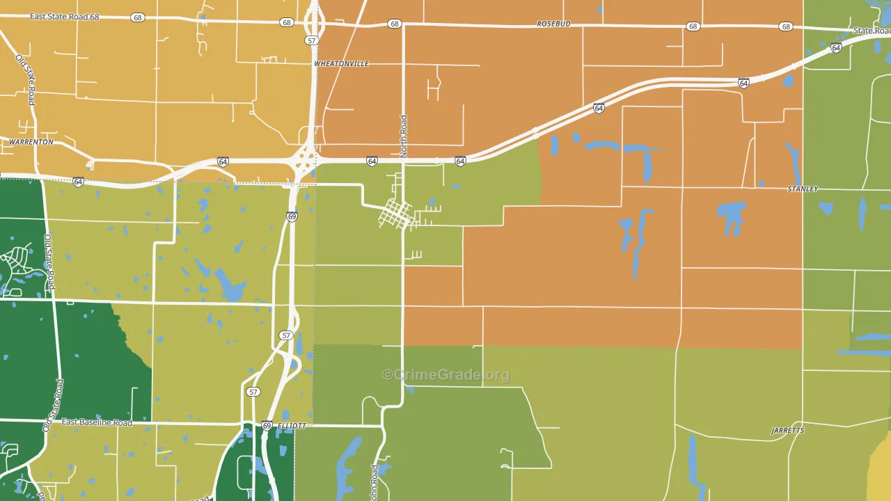 Elberfeld, IN Map of Robbery Rates