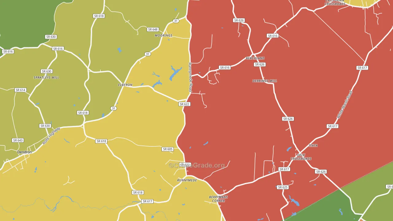 Elberon, VA Map of Robbery Rates