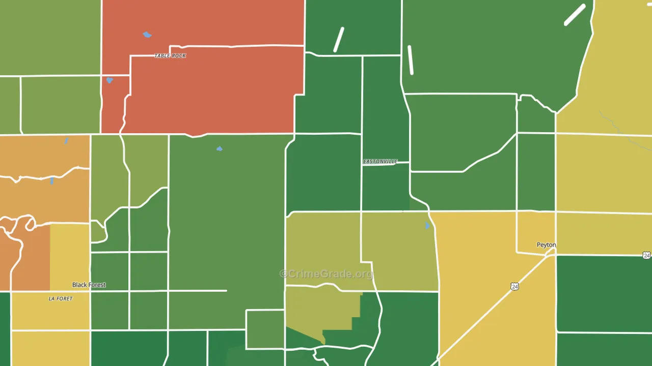 Elbert, CO Map of Robbery Rates
