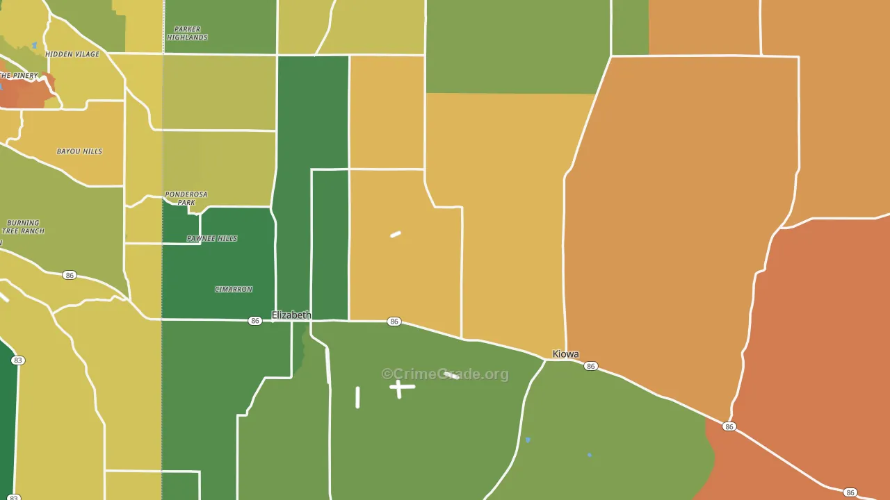 Elbert County, CO Map of Robbery Rates
